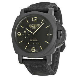 Panerai Luminor 1950 10 Days Black Dial Black Leather Mens Watch pam00335