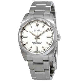Rolex Oyster Perpetual White Dial Automatic Mens Stainless Steel Oyster Watch 114200wso