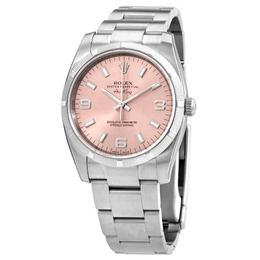 Rolex Airking Pink Arabic and Index Dial Engine Turned Bezel Mens Watch 114210paso