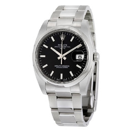 Rolex Oyster Perpetual Date 34 Black Dial Stainless Steel Bracelet Automatic Mens Watch 115200bkso