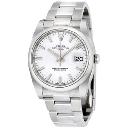 Rolex Oyster Perpetual Date 34 White Dial Stainless Steel Bracelet Automatic Mens Watch 115200wso