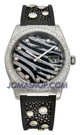 Rolex Datejust Zebra Stripe Diamond Dial Ladies Watch 116189bbr