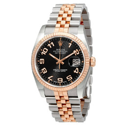 Rolex Oyster Perpetual Datejust 36 Black Concentric Dial Stainless Steel and 18K Everose Gold Jubilee Bracelet Automatic Mens Watch 116231bkcaj