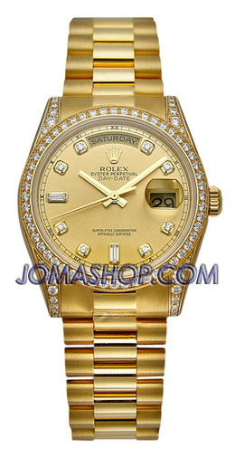 Rolex Day-Date Champagne Dial 18K Yellow Gold President Automatic Mens Watch 118388cdp