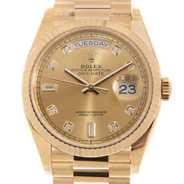 Rolex Day-Date 36 Champagne Diamond Dial 18kt Yellow Gold President Watch 128238cdp