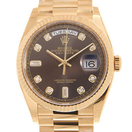 Rolex Day-Date 36 Dark Grey Diamond Dial 18kt Yellow Gold President Watch 128238gydp