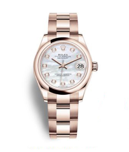 Rolex Datejust 31 Mother of Pearl Diamond Dial Ladies 18 ct Everose Gold Oyster Watch 278245mdo