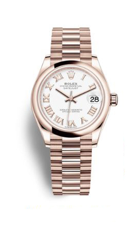 Rolex Datejust 31 White Dial Ladies 18 ct Everose Gold President Watch 278245wrp