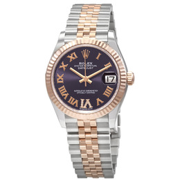 Rolex Datejust 31 Aubergine Diamond Dial Automatic Ladies Steel and 18kt Everose Gold Jubilee Watch 278271aurdj