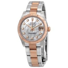 Rolex Datejust 31 Mother of Pearl Diamond Dial Automatic Ladies Steel and 18kt Everose Gold Oyster Watch 278271mdo