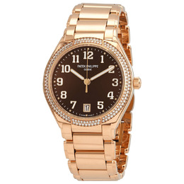 Patek Philippe TWENTY-4 18kt Rose Gold Automatic Diamond Brown Dial Watch 7300-1200r-001