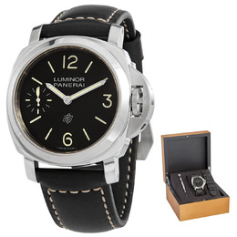 Panerai Luminor Logo Hand Wind Black Dial Mens Watch pam01084
