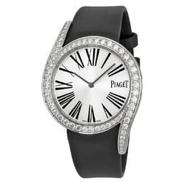 Piaget Limelight Gala Silver Dial Black Satin Strap Ladies Watch g0a39166