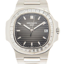 Patek Philippe Nautilus Automatic Platinum Diamond Grey Dial Watch 5711-110p-001