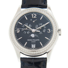 Patek Philippe Complications Annual Calendar Blue Dial 18kt White Gold Diamond Blue Leather Mens Watch 5147g-001