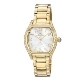 Porsamo Bleu Celine Quartz Ladies Watch, Silver Dial with Yellow Gold-tone Accents - Model 1002DCES