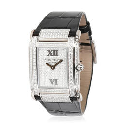 Pre-owned Patek Philippe Twenty-4 Quartz Diamond White Dial Ladies Watch 4910g-001