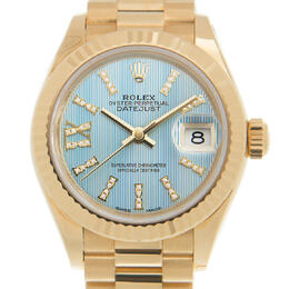 Rolex Oyster Perpetual Datejust Cornflower Blue Dial Automatic 18 Carat Yellow Gold Ladies Watch 279178cfblsrdp