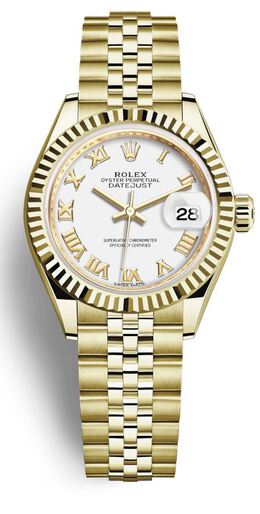 Rolex Lady-Datejust White Dial Automatic 18ct Yellow Gold Jubilee Watch 279178wrj