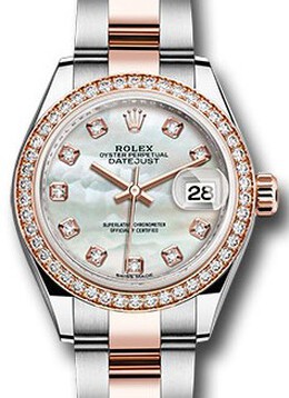 Rolex Lady Datejust Mother Of Pearl Steel And 18k Everose Gold Diamond Watch 279381mdo