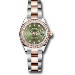 Rolex Lady Datejust Olive Green Diamond Dial Ladies Steel and 18ct Everose Gold Oyster Watch 279381ogdo