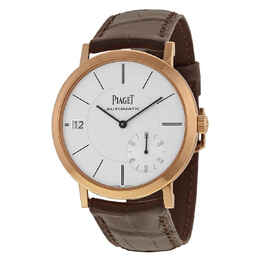 Piaget Altiplano Automatic Silver Dial Brown Leather Mens Watch g0a38131