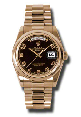Rolex Day-Date Black Dial 18K Everose Gold President Automatic Mens Watch 118205bkap