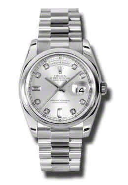 Rolex Day-Date Silver Dial Platinum President Automatic Mens Watch 118206sdp
