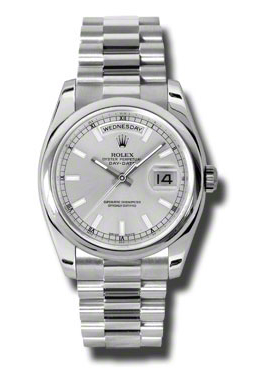 Rolex Day-Date Silver Dial Platinum President Automatic Mens Watch 118206ssp