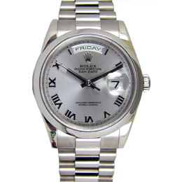 Rolex Day-Date Silver Dial 18K White Gold President Automatic Mens Watch 118209srp