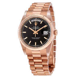 Rolex Day-Date Black Dial 18K Everose Gold President Automatic Mens Watch 118235bksp