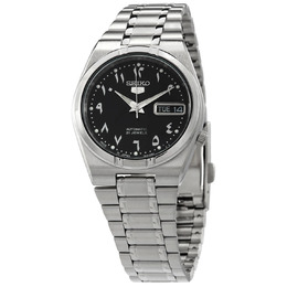 Seiko 5 Automatic Black Arabic Dial Stainless Steel Mens Watch snk063j5