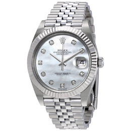 Rolex Oyster Perpetual Datejust White Mother Of Pearl Diamond Dial Mens Watch 126334mdj