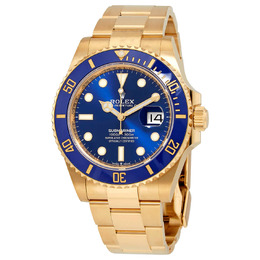 Rolex Submariner Blue Dial 18K Yellow Gold Oyster Bracelet Automatic Men's Watch 126618lbBLSO