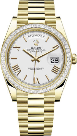 Rolex Day Date 40 Automatic White Dial Mens 18kt Yellow Gold President Watch 228398wrp