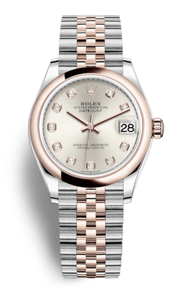 Rolex Datejust 31 Silver Diamond Dial Automatic Steel and 18kt Everose Gold Jubilee Watch 278241sdj