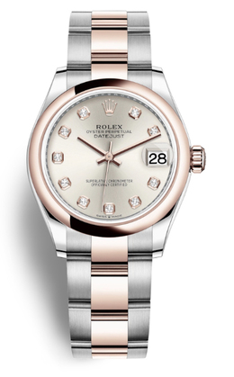 Rolex Datejust 31 Silver Diamond Dial Automatic Ladies Steel and 18kt Everose Gold Oyster Watch 278241sdo