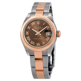 Rolex Datejust Chocolate Dial Automatic Ladies 18K Everose Gold Oyster Watch 279161chro