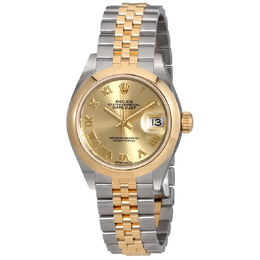 Rolex Lady Datejust 28 Champagne Dial Automatic Two Tone Jubilee Watch 279163crj