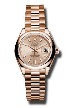 Rolex Lady-Datejust 28 Pink Sundust Dial 18K Everose Gold President Automatic Ladies Watch 279165psp