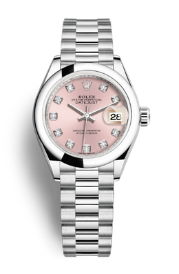 Rolex Lady-Datejust Pink Dial Automatic Platinum President Watch 279166pdp