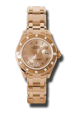Rolex Lady-Datejust Pearlmaster Champagne Dial 18K Everose Gold Automatic Ladies Watch 80315crdpm