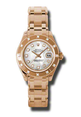 Rolex Lady-Datejust Pearlmaster Mother Of Pearl Diamond Dial 18K Everose Gold Automatic Ladies Watch 80315mdpm