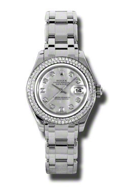 Rolex Lady-Datejust Pearlmaster Mother Of Pearl Diamond Dial 18K White Gold Automatic Ladies Watch 80339mdpm