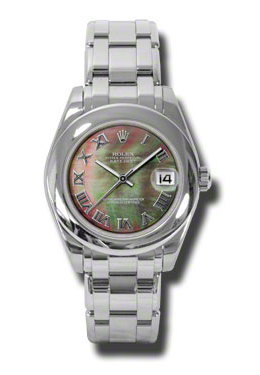 Rolex Lady-Datejust Pearlmaster Black Mother Of Pearl Dial 18K White Gold Automatic Ladies Watch 81209bkmrpm
