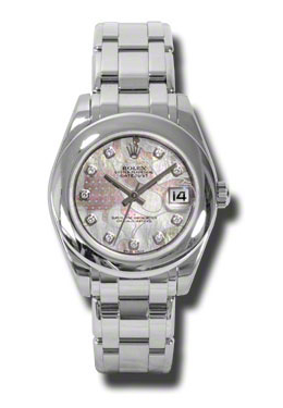 Rolex Lady-Datejust Pearlmaster Goldust Dream Mother Of Pearl Diamond Dial 18K White Gold Automatic Ladies Watch 81209gddpm