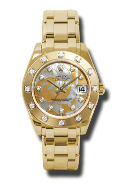 Rolex Lady-Datejust Pearlmaster Goldust Dream Mother Of Pearl Diamond Dial 18K Yellow Gold Automatic Ladies Watch 81318gddmdpm