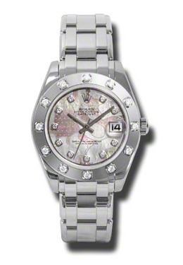 Rolex Lady-Datejust Pearlmaster Gold Dust Dream Mother Of Pearl Diamond Dial 18K White Gold Automatic Ladies Watch 81319gddpm