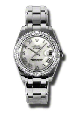 Rolex Lady-Datejust Pearlmaster Mother Of Pearl Dial 18K White Gold Automatic Ladies Watch 81339mrpm