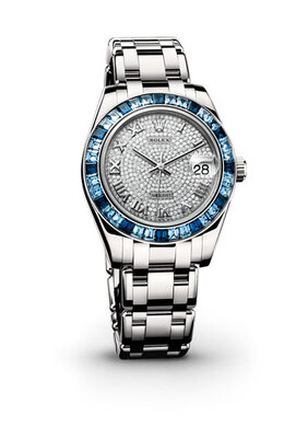 Rolex Lady-Datejust Pearlmaster Diamond Pave Dial 18K White Gold Automatic Ladies Watch 81349crrpm
